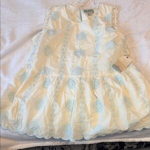 White and Blue Sleeveless Dress